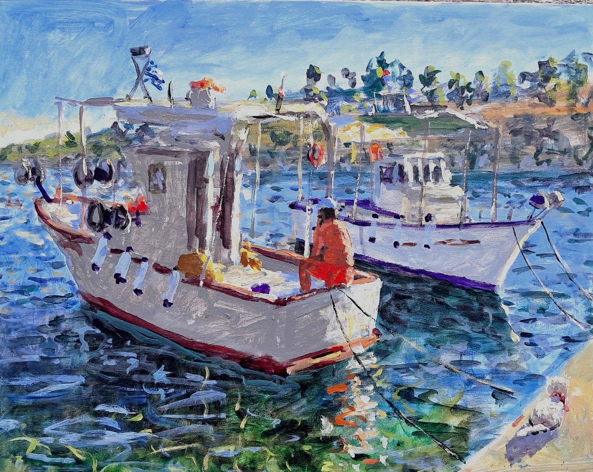  Fishermans Dog By Dimitris Voyiazoglou, 20 X 17, Artwork For Sale On Artfinder