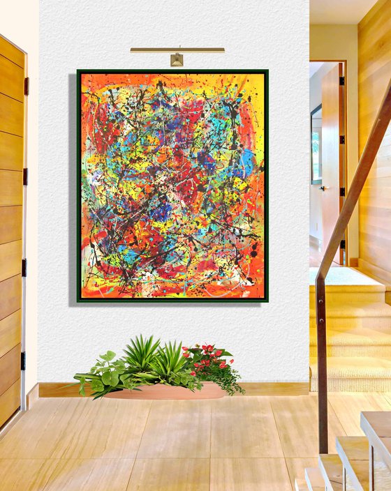 CELEBRATING COLOURS,  J. POLLOCK MODE, XL,  framed