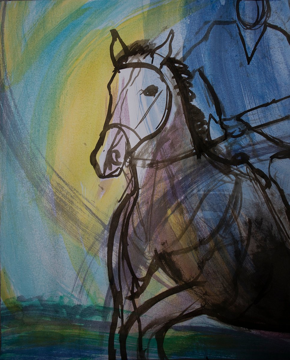 Slip hunt, dynamic horse sketch by Ren Goorman