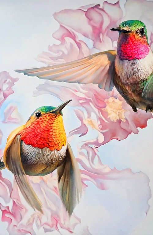 TWO HUMMINGBIRDS by Tatiana Rezvaya