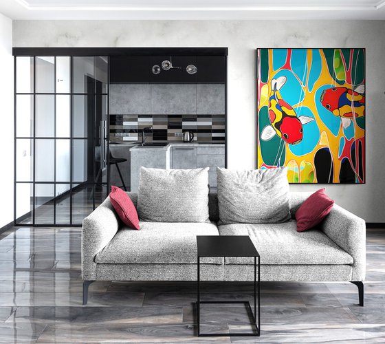 Geometric abstraction with fishes #6