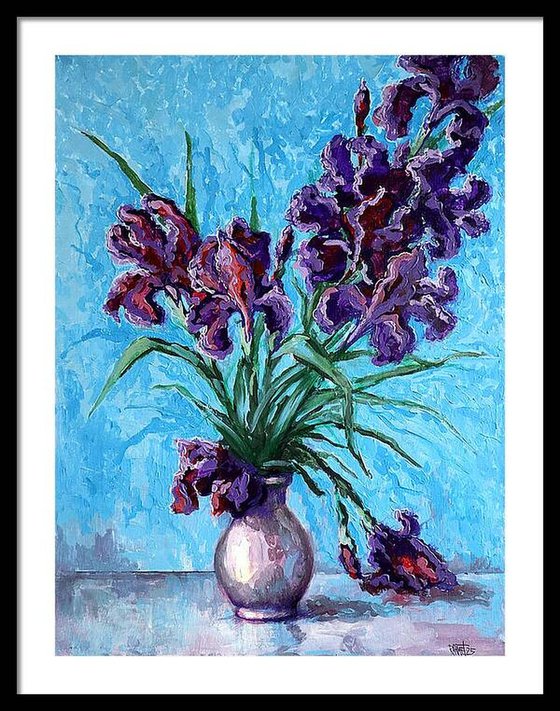 Irises on Blue