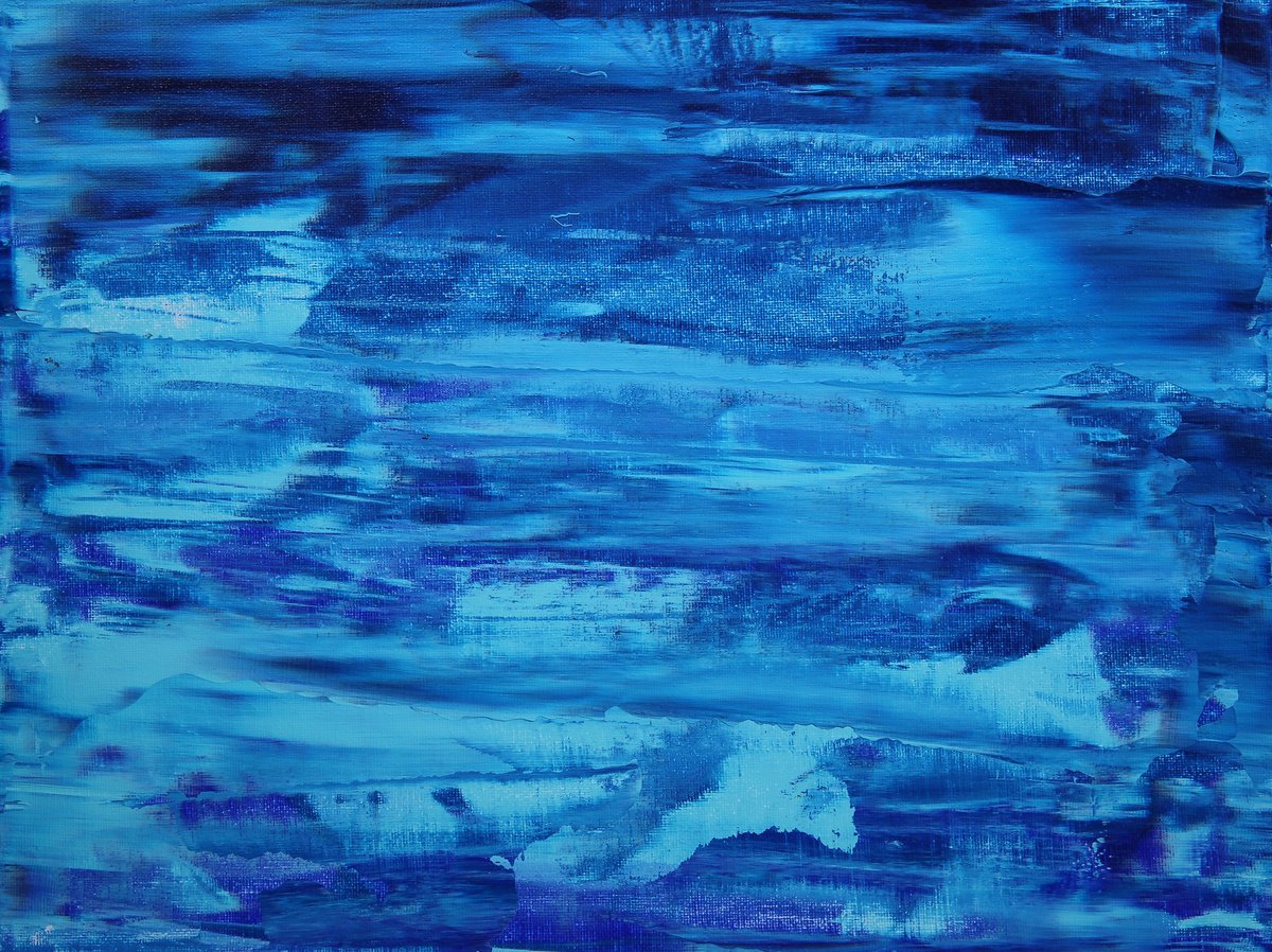 Organic Abstract Acrylic Painting By Denys Kuvaiev, 16 X 12, Global Warming In Antarctica, Original Artwork