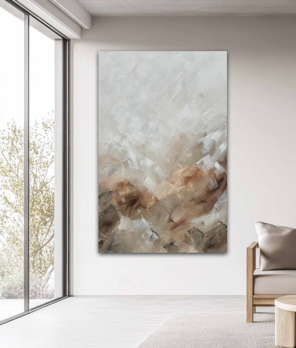 Abstract Landscape Acrylic Painting By Ivana Gigovic, 39 X 59, Earthen Veil, Original Artwork
