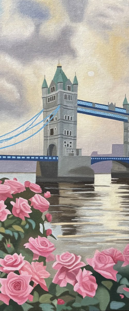 Tower Bridge With Roses by Jill Ann Harper