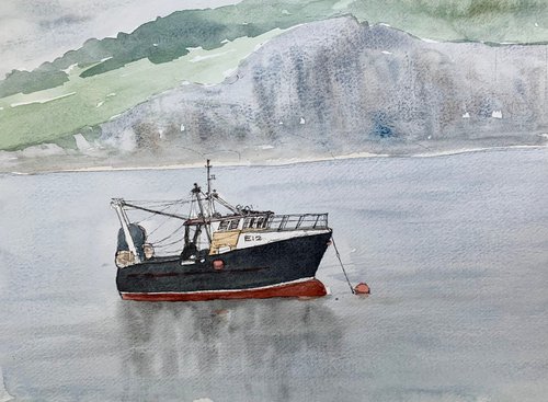 Fishing Boat off Lyme Regis by Michael Richards