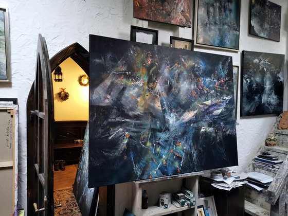 Gigantic Huge XXL Painting Childhood Dreams Flying shape Melancholia By O KLOSKA, 2020