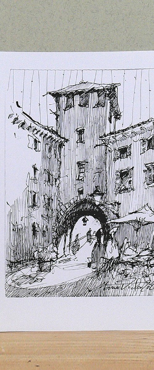 Verona, ink drawing. by Marin Victor