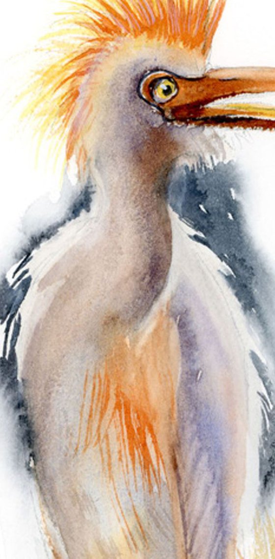 Cattle Egret ORIGINAL Watercolor Painting