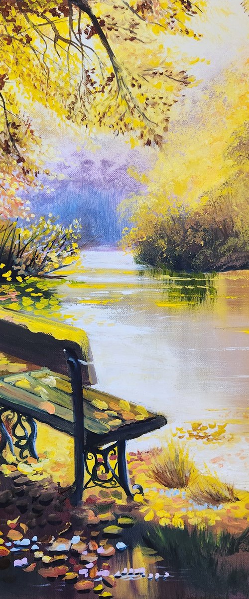 Golden October by the Lake by Alexandra Tomorskaya/Caramel Art Gallery