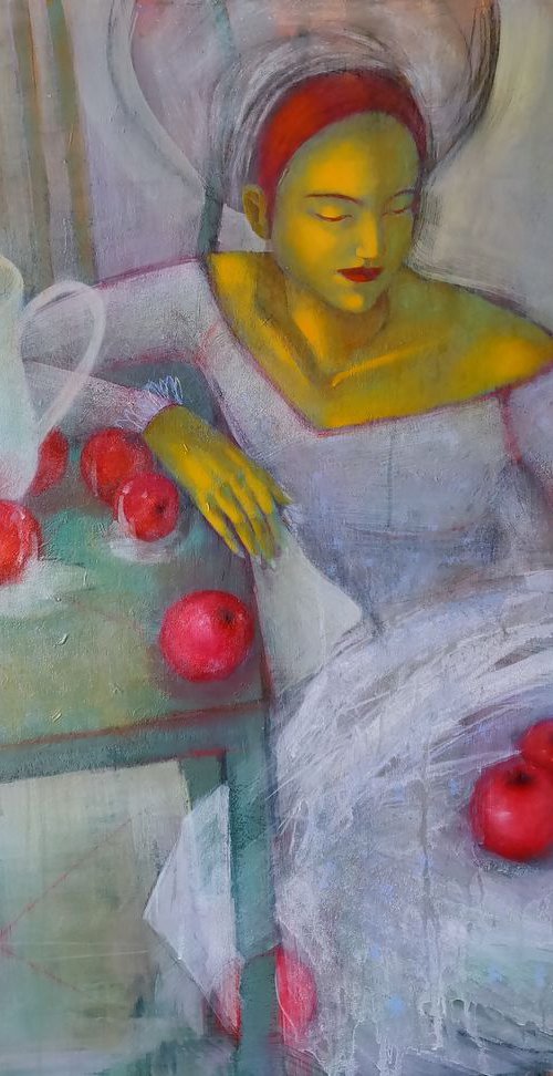 Bathing Of Red Apples - big mixed media 110x90 by Ayna Paisley