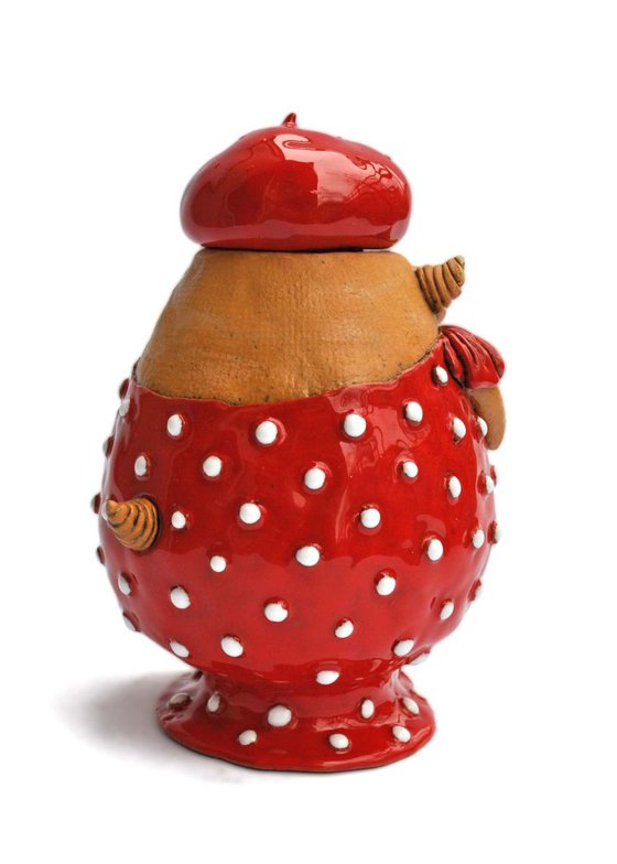 Babooshi girl as a guest in a red polka dot dress