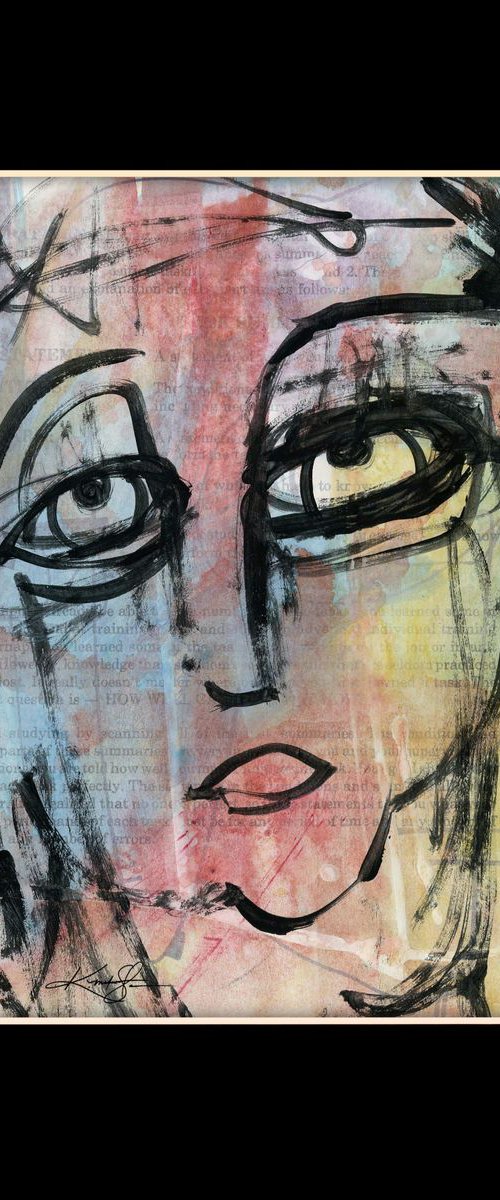 Funky Face 6-912 - Mixed Media Collage Painting by Kathy Morton Stanion by Kathy Morton Stanion