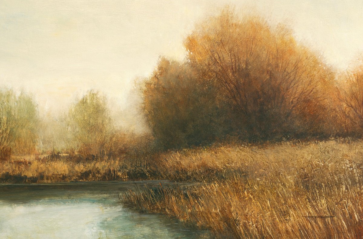 Impressionistic Landscape Acrylic Painting By Don Bishop, 30 X 20, Backlit Trees 251122, Original Artwork