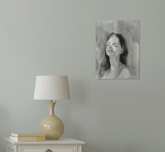 Black white portrait(30x40cm, watercolor, paper)