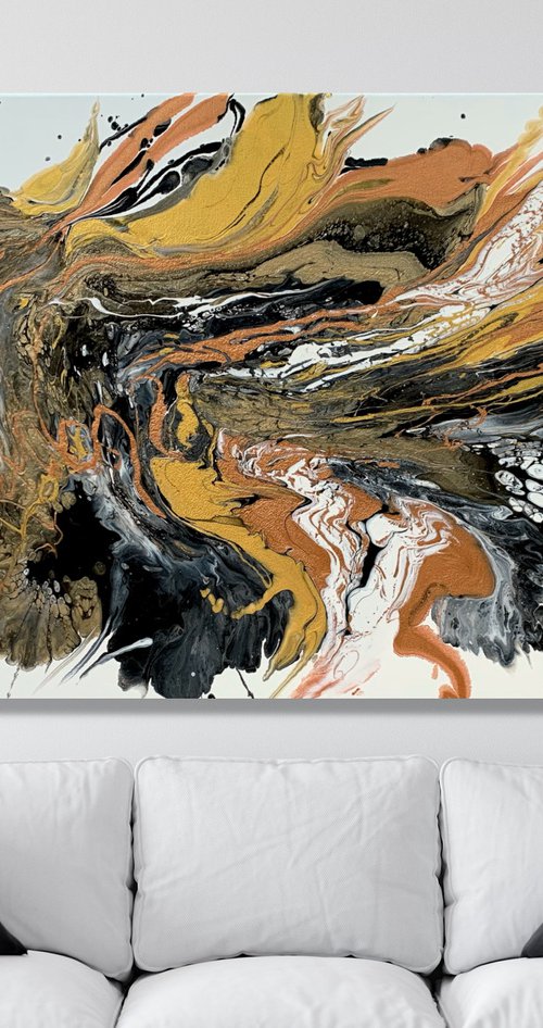 The Shining of Gold - LARGE, VIBRANT, COLOURED ABSTRACT ART – EXPRESSIONS OF ENERGY AND LIGHT. READY TO HANG! by Julijana Ravbar