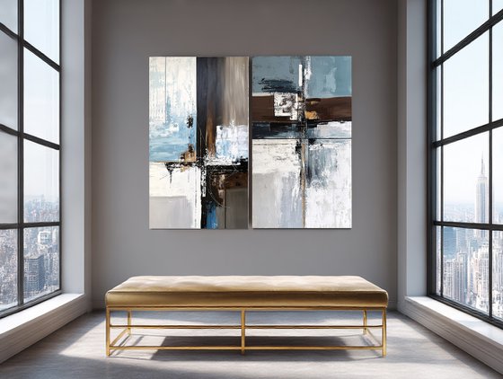 Interwoven Horizons set diptych