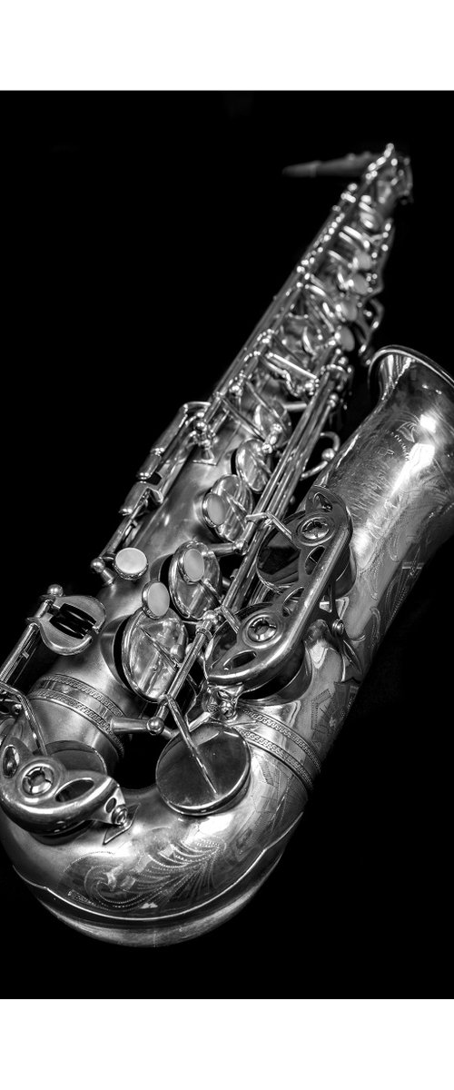 Selmer Silver Plated Balanced Action Alto Saxophone Circa 1937 (Silver Gelatin Print ) by Stephen Hodgetts Photography