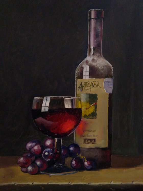 Still life with grapes and vine
