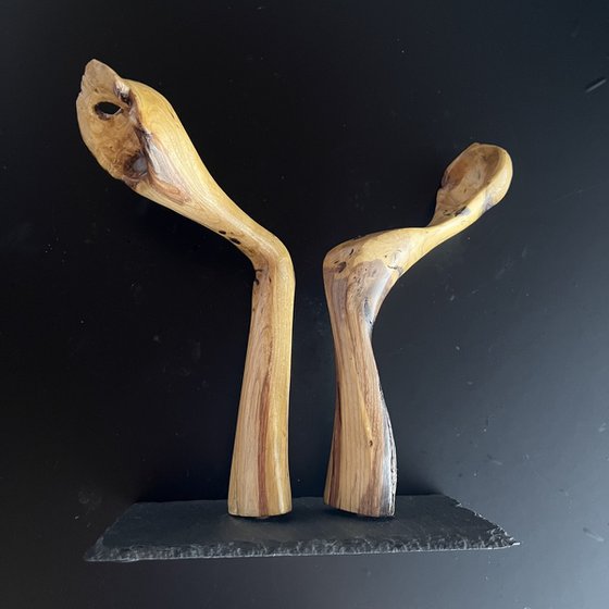 Pair of wooden spoon figures