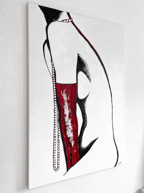 Blushing Muse in Red Gloves