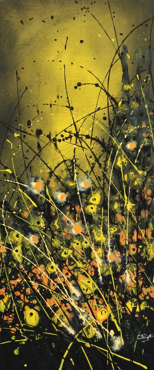 Folgore #1 - Large original abstract floral landscape by Cecilia Frigati