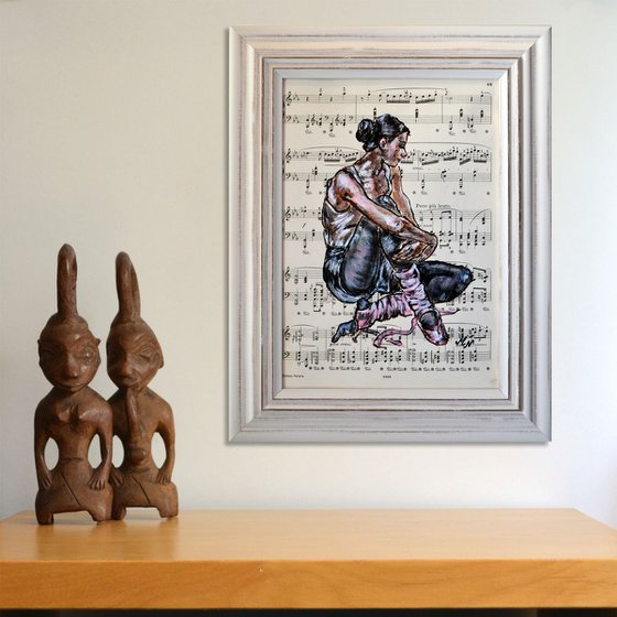 Framed Ballerina XXI -Vintage Music Page, GIFT idea