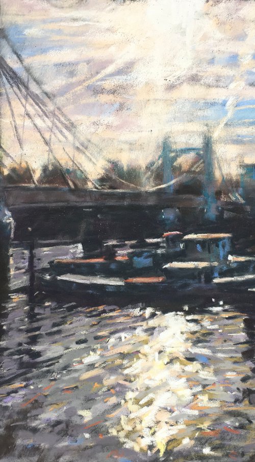 Albert Bridge winter sun by Louise Gillard