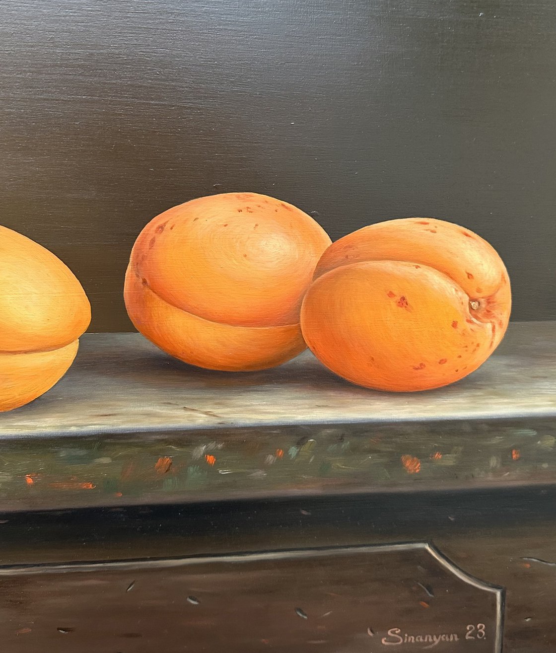 Still life - apricots Oil painting by Gevorg Sinanian | Artfinder