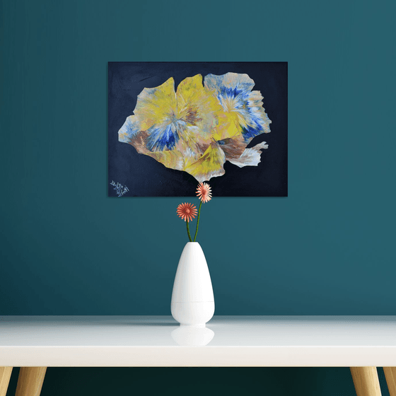 Flower energy - free shipping - palette knife painting - abstract - ready to hang