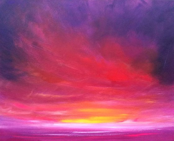 PASSION - Sunset, Skyscape, Red, Skies - XL, Modern Art Office Decor Home