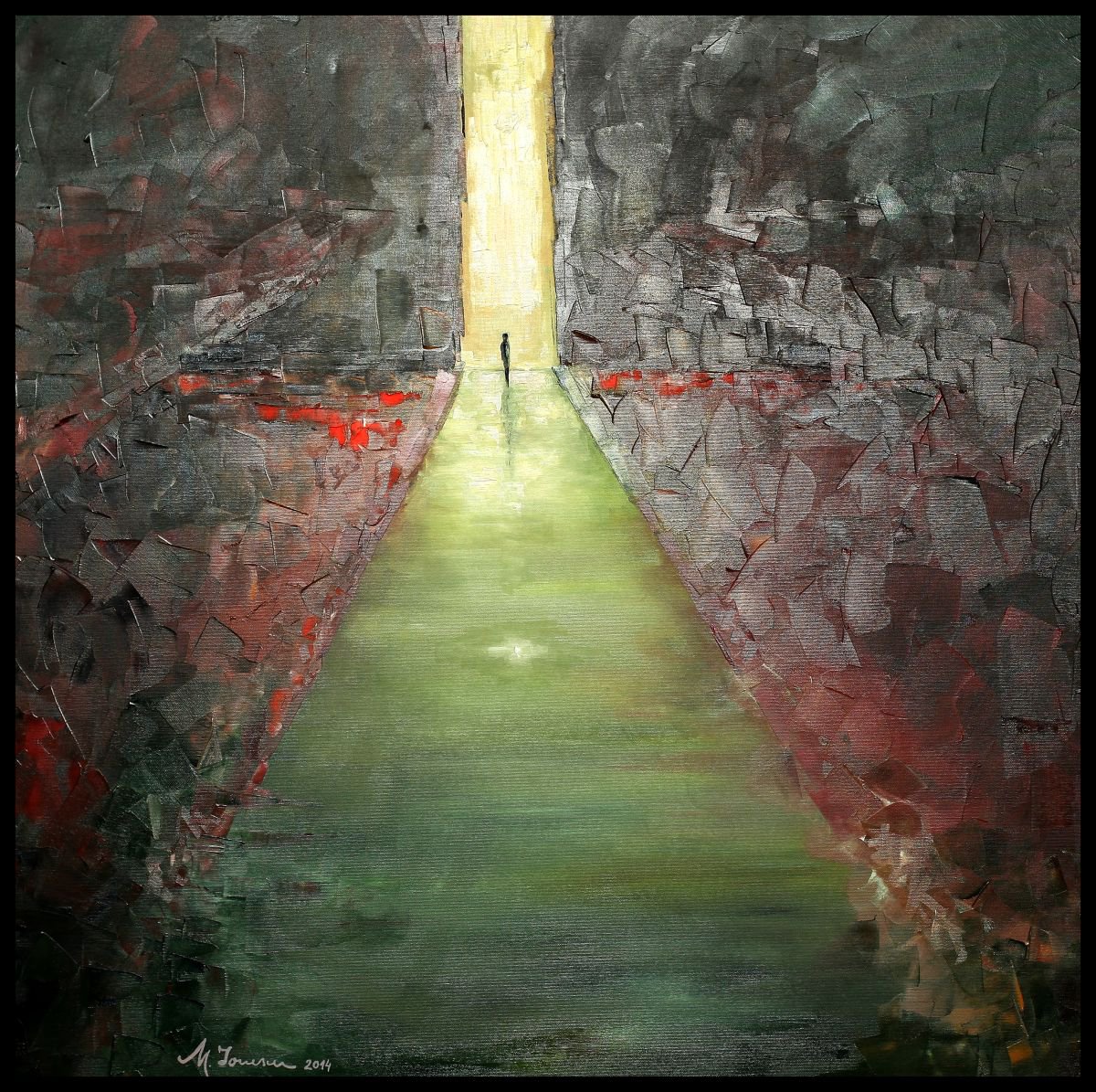 Expressive Portrait Oil Painting By Mihaela Ionescu, 39 X 39", Alone, Original Artwork