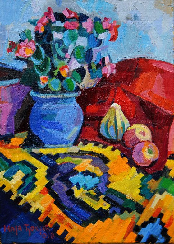 Still life with ethno motifs / 16 x 11.3 cm