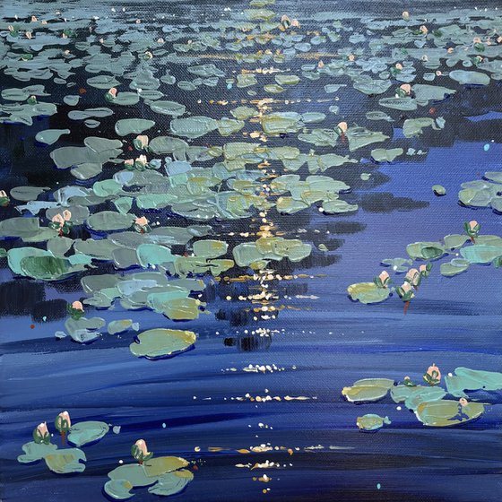 Water lilies. Moonlight