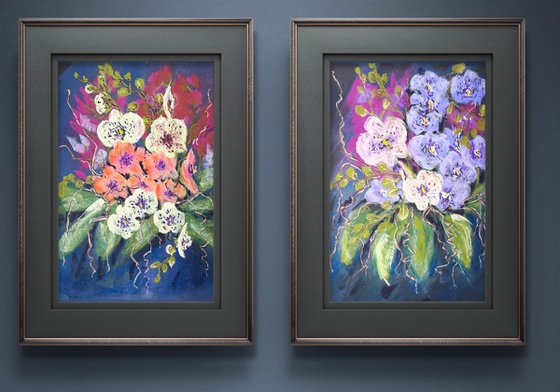 Wild orchids Set of 2 Pastel
