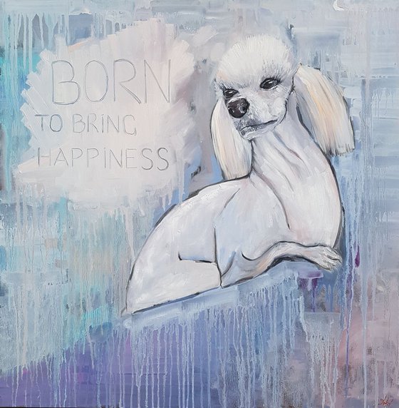 Painting Dog Dzudie: born to bring happiness, 80×80 cm, original, Free shipping
