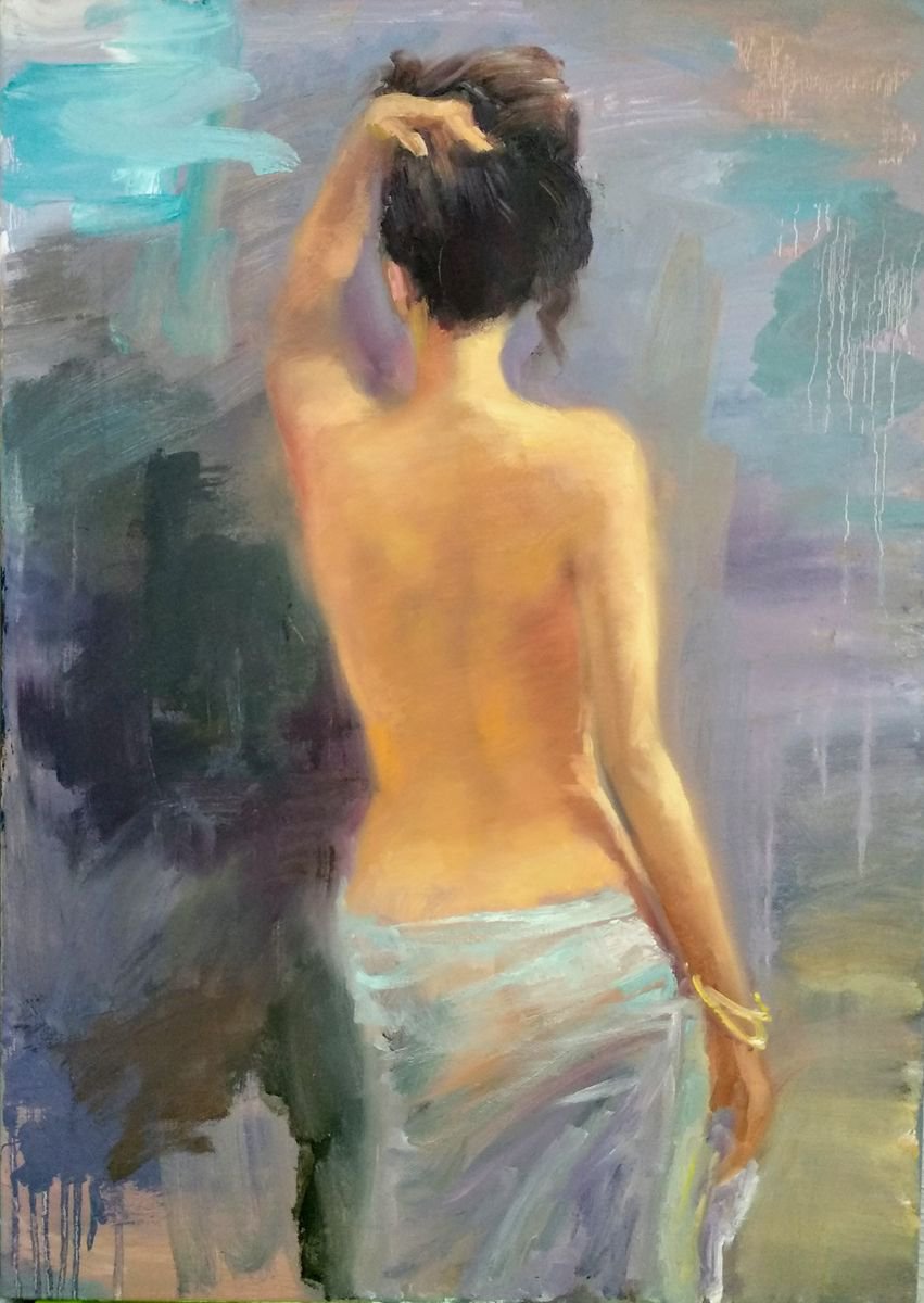 Erotic Nudity Naked Woman Figure Sexy Girl Modern Art by Anastasia Art Line