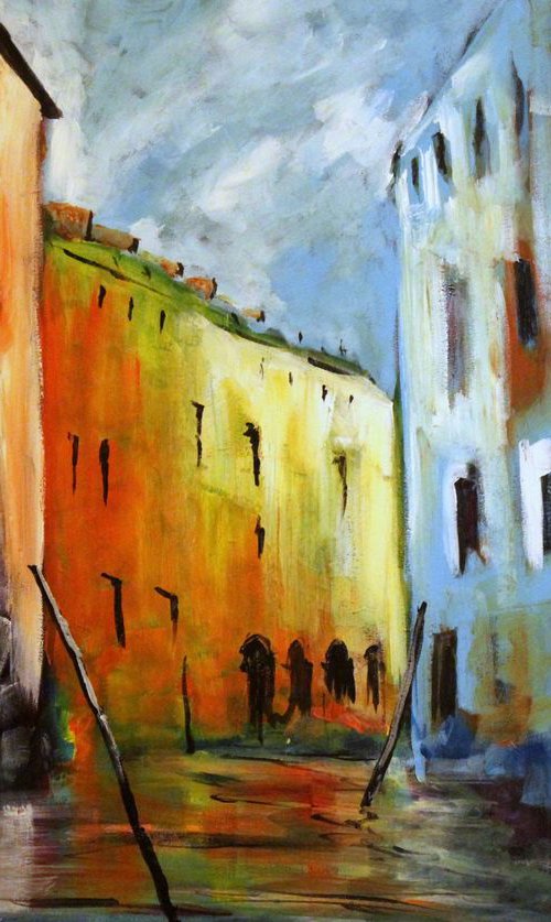 N93 City view Large colourful acrylic on Canvas 70x100cm by Lukasz Lepik