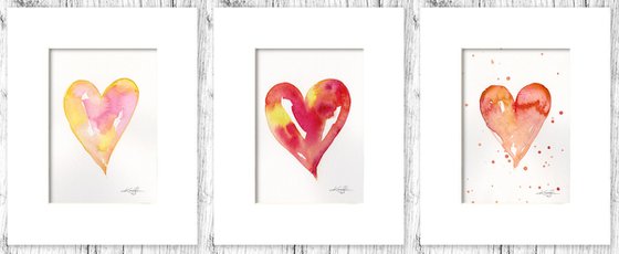 Valentine Heart Collection 5 - 3 Heart Paintings by Kathy Morton Stanion