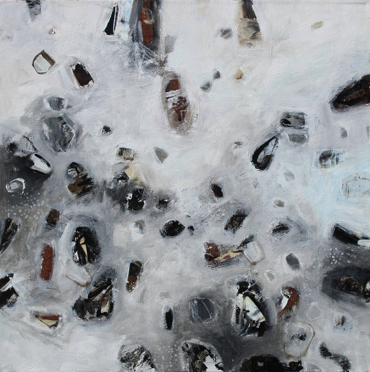 Expressive Abstract Painting By Sage Mountain Studio, 30 X 30", Come Walk Along The Shore, Original Artwork