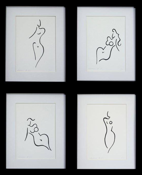 Women series line drawings - set of four