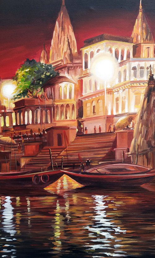 Silent Night Ghats at Varanasi by Samiran Sarkar