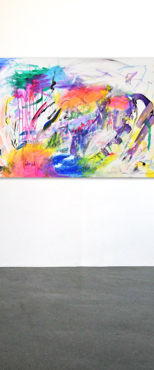 Emotional Overload 80x120 cm 32"x47" Abstract painting landscape format horizontal by Sebastian Merk