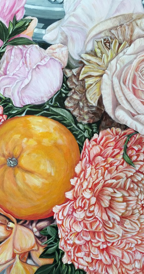 A Life Time Blessing – Orange and chrysanthemum by HSIN LIN