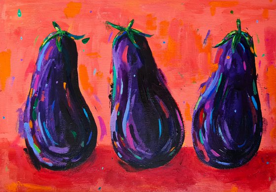 Three Aubergines