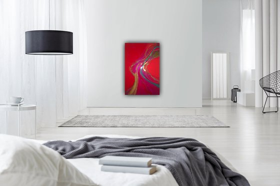 I love You's red abstract painting