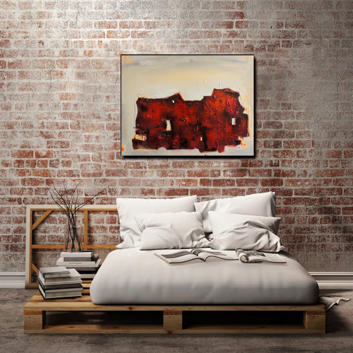 Expressive Landscape Oil Painting By Stanislav Lazarov, 39 X 30", Overlay, Original Artwork