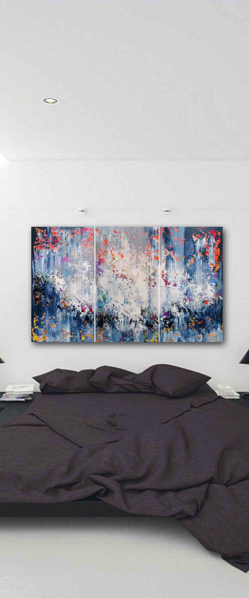 150x100cm. / Abstract triptych / Abstract 1194 by Alex Senchenko