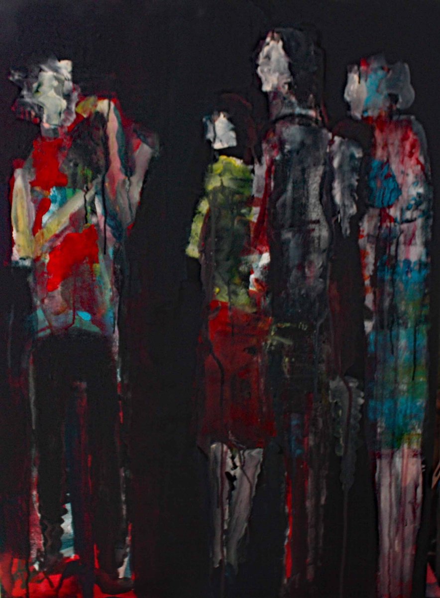 Portrait Acrylic Painting By Jacques Donneaud, 29 X 36, Nocturne Ii, Original Artwork