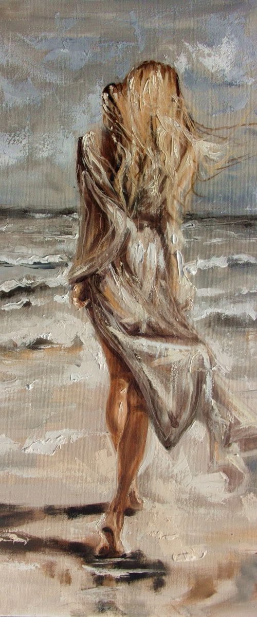" MAGIC MOMENTS ... " SEA original painting palette knife GIFT MODERN URBAN ART OFFICE ART DECOR HOME DECOR GIFT IDEA by Monika Luniak